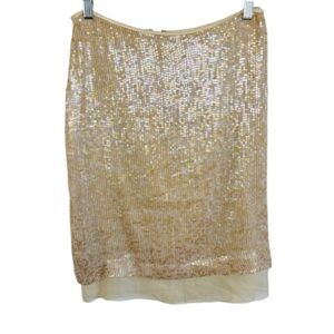 Gold Sequin Skirt 23” Long Size 10 Cashmeres Brand Y2K MobWife FairyCore